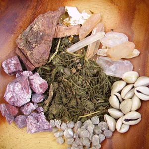 African Muti Orgonite - typical ingredients 