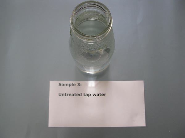 Orgonit - Minischildexperiment Probe 3: unbehandeltes Leitungswasser