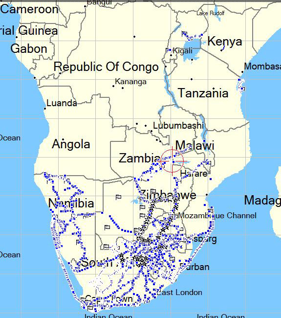 Orgonite map Africa 2007