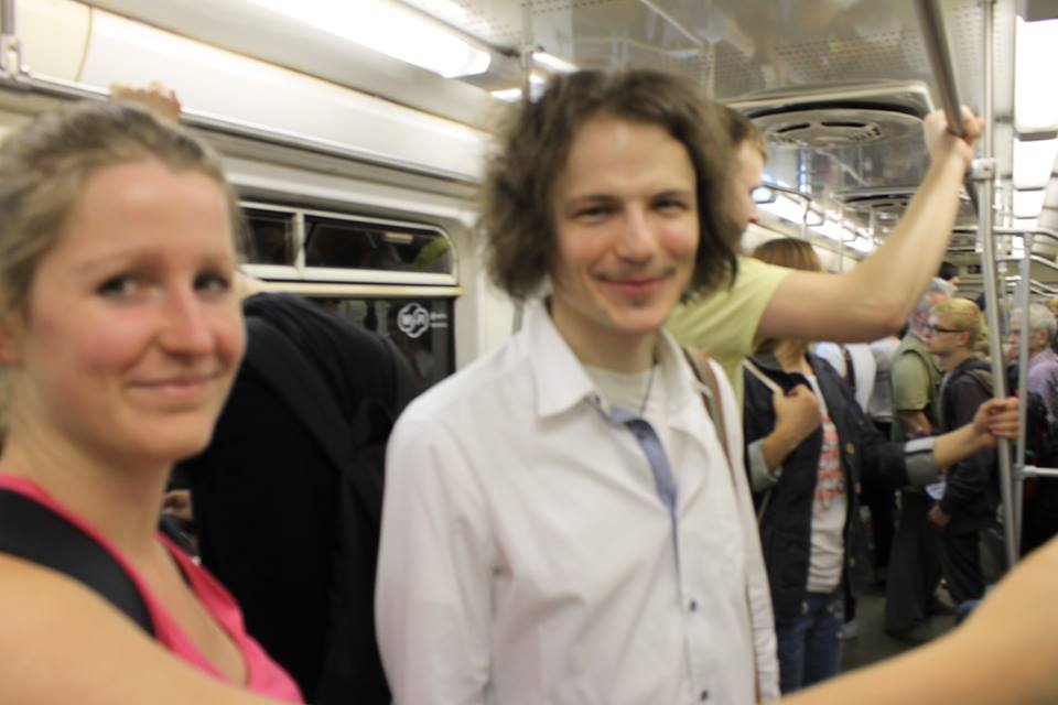 With our friend Kirill in the subway - orgonite gifting in Moscow