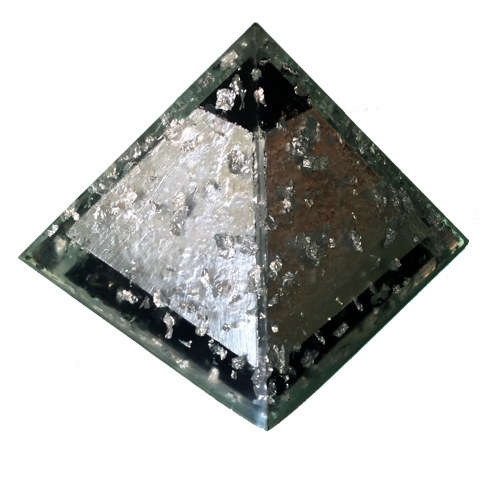 Silver & Shungite Pyramid back view