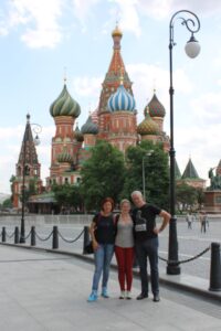 The Orgonise Africa team in front of St Basils Cathedral in Moscow 