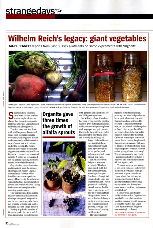 plant growth experiment published in Fortean Times