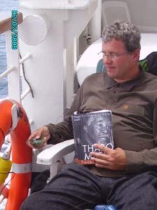 Georg on orgonite night watch on the Post Ship St Helena