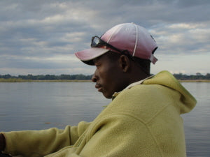 Our new skipper on orgonite water gifting tour - now lower Zambesi